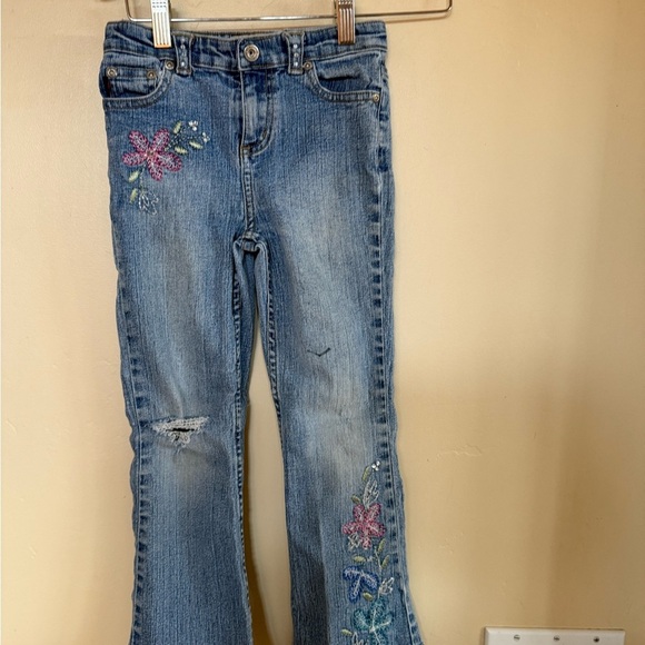 Z. Cavaricci Blue Flare Jeans with Floral Embroidery Sz.S - Picture 1 of 4